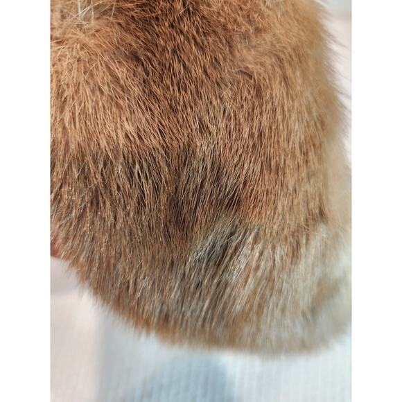 Vintage Real Mink Fur Stole Collar Scarf 39” Golden‎ Brown Soft Satin Lining - Picture 3 of 5